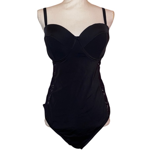 NWT Meet Curve Swimsuit One Piece Lace Side Panels in Black Size XL - Picture 1 of 6